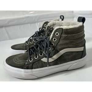 Vans Sneakers MTE Sk8-Hi Top Women 7.5 Men 6 Green Suede Boots Fur Lined Shoes